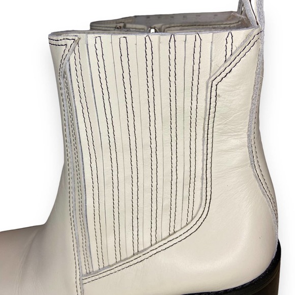 Vince Camuto Sojetta Square Toe High Heel Booties White Ankle Boots - Picture 5 of 12